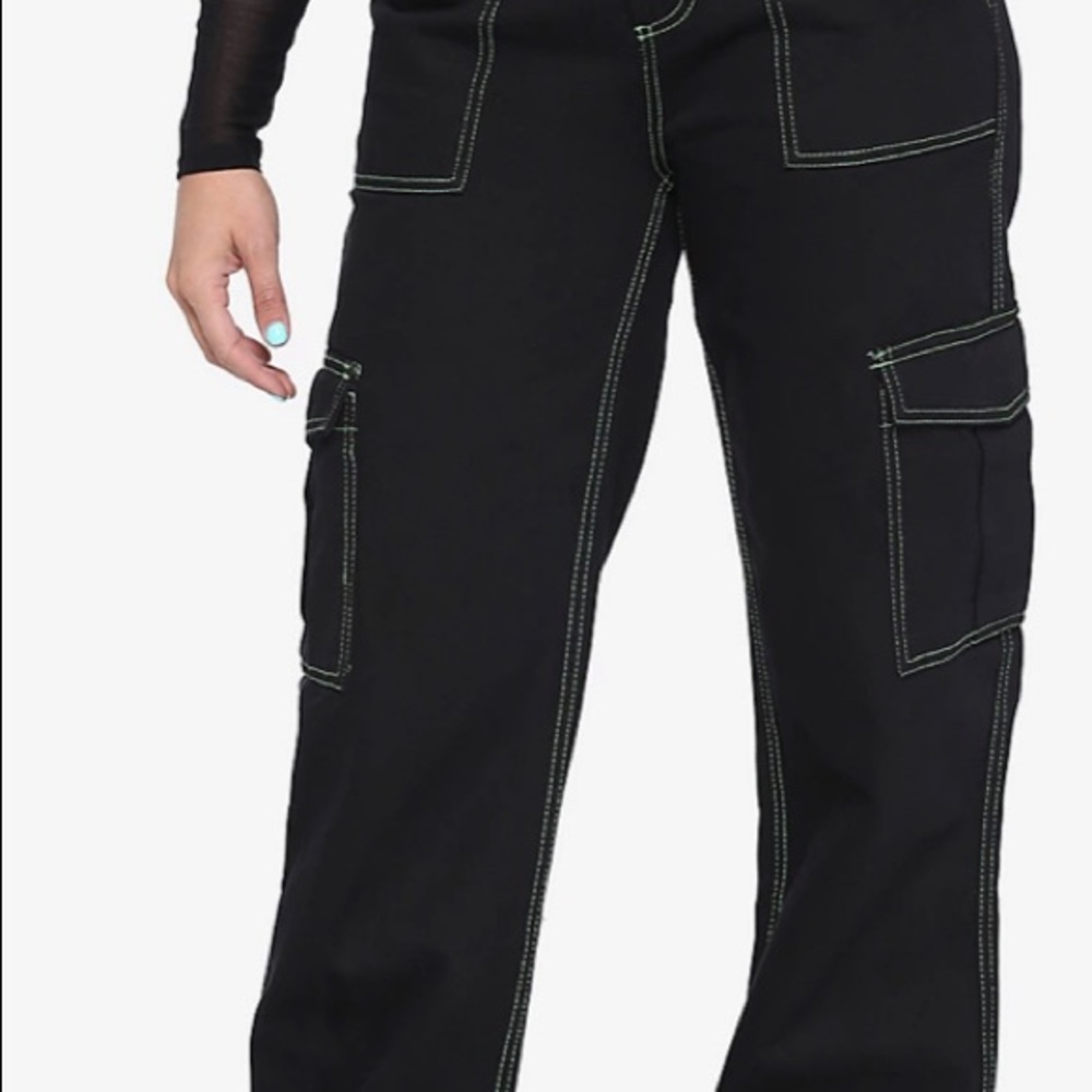 Hi-Rise Hot topic Green Denim Carpenter Pants.